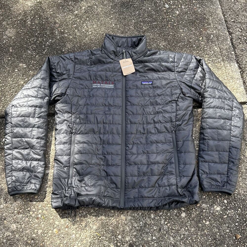 NWT Patagonia Nano Puff Jacket Forge Grey Mens Large Embroidered Logo